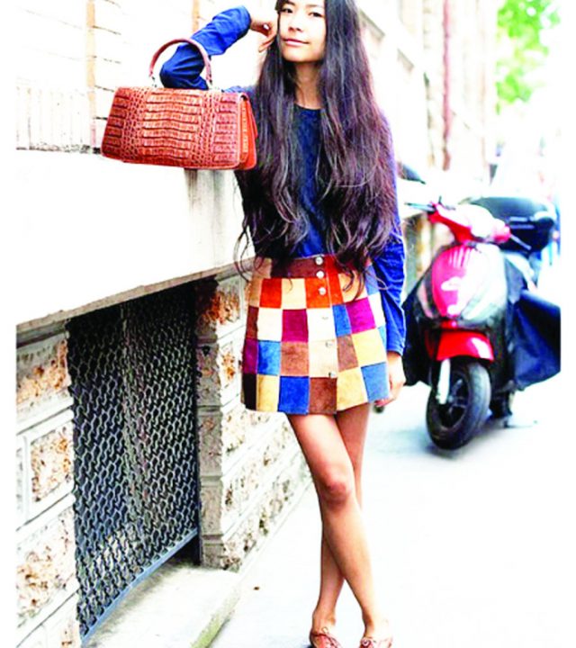 patchwork-suede-skirt