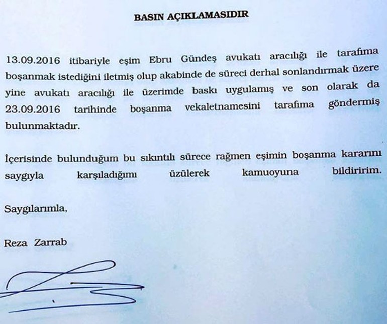 Ebru Gündeş ile Reza Zarrab boşanıyor - 23012