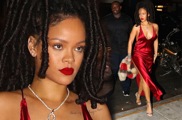 Rihanna kırmızı elbisesiyle yaktı geçti - 24909