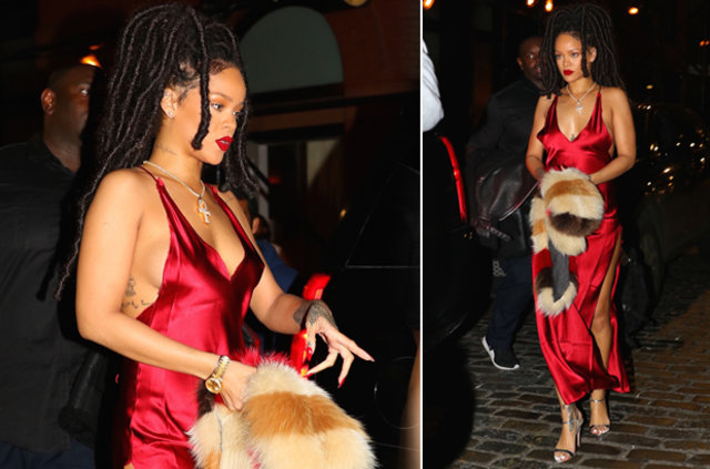 Rihanna kırmızı elbisesiyle yaktı geçti - 24911
