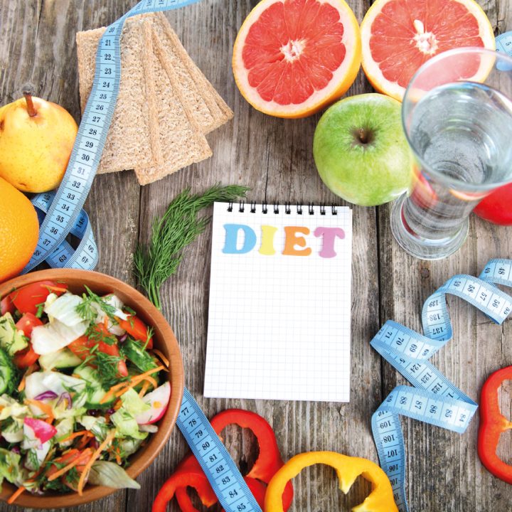 Healthy food for diet on a wooden table . Concept of healthy food .